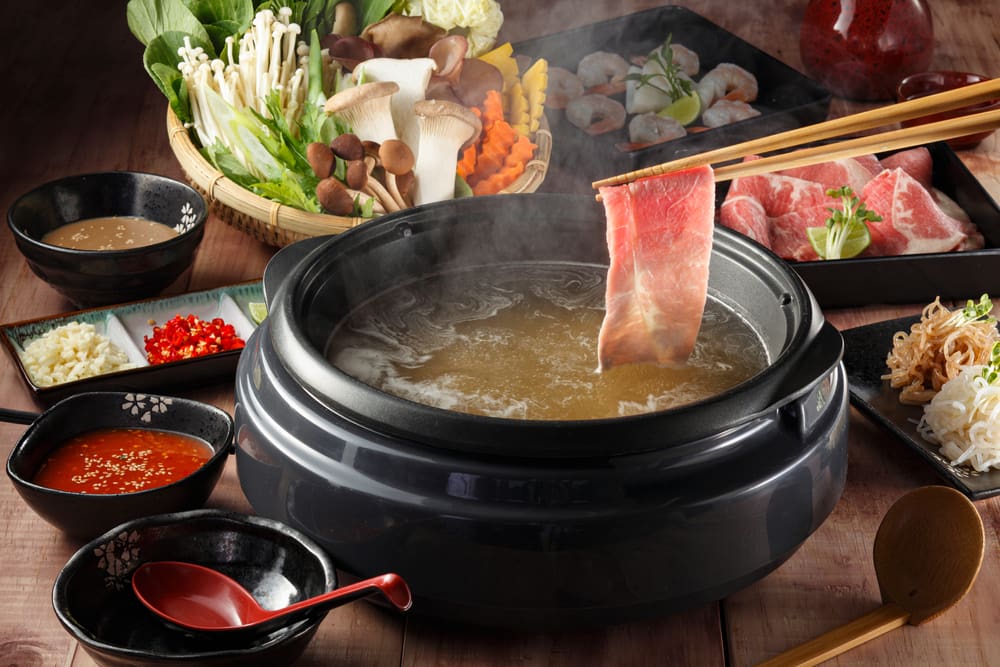 Shabu is eaten by swishing individual pieces, unlike Sukiyaki, which is cooked all at once