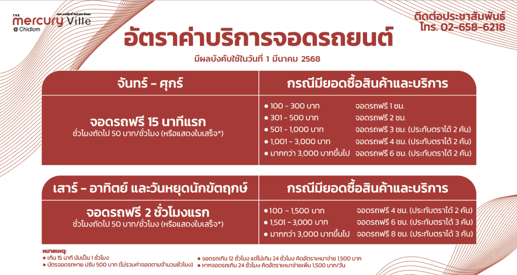 อัตราค่าบริการจอดรถ